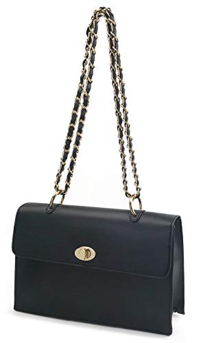 Product Cover Women Chain Shoulder Handbag with Turn Lock Minimalist Flap Top Cross Body Bag Purse