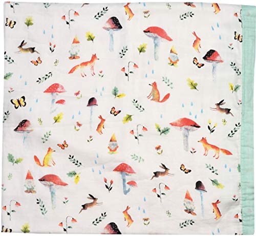 Product Cover Little Jump Muslin Toddler Blanket - Woodland & Gnome Print Bamboo Muslin Quilt - Oversized 47