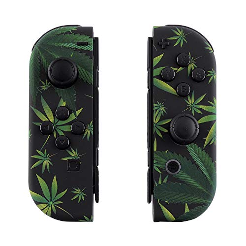 Product Cover eXtremeRate Soft Touch Grip Green Weeds Joycon Handheld Controller Housing with Full Set Buttons, DIY Replacement Shell Case for Nintendo Switch Joy-Con - Console Shell NOT Included