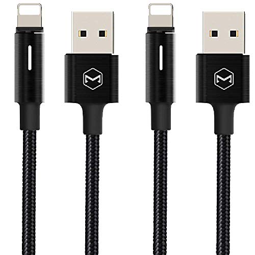 Product Cover mcdodo Upgraded Power Off/On Smart LED Auto Disconnect Nylon Braided Sync Charge USB Data 6FT/1.8M Cable Compatible with New Phone List Below(Black 2 Pack, 6FT)