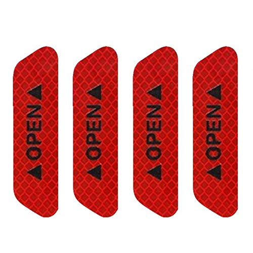 Product Cover Coromose 4Pcs/Set Car Door Stickers Safety Reflective Tape Open Sign Warning Mark Car Door Stickers Accessory Diamond Fluorescent red