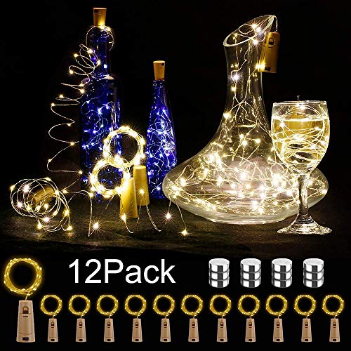 Product Cover BIG HOUSE Bottle Lights, 12 Pack 2M 20 LEDs Copper Wire Battery Operated Wine Lights with Cork LED String Lights for DIY Bedrooms Parties Weddings Indoor Christmas Outdoor Decoration (Warm White)