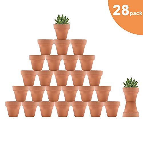 Product Cover Riseuvo 28pcs Small Mini Clay Pots - 2'' Terracotta Pot Clay Ceramic Pottery Planter, Cactus Flower Terra Cotta Pots, Succulent Nursery Pots, with Drainage Hole, for Indoor/Outdoor Plants, Crafts