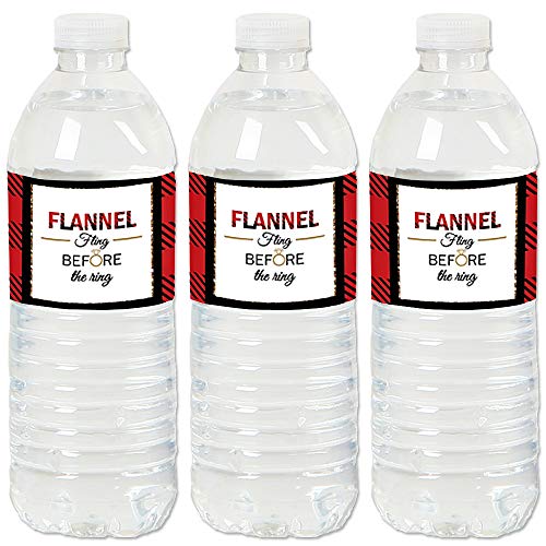Product Cover Big Dot of Happiness Flannel Fling Before the Ring - Buffalo Plaid Bachelorette Party Water Bottle Sticker Labels - Set of 20