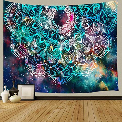 Product Cover JAWO Mandala Wall Tapestry Abstract Ancient Geometric with Star Field and Colorful Galaxy Wall Hanging Tapestry Blanket for Bedroom Living Room Dorm Wall Decor Art Tapestry Bedspread 71x60 inches