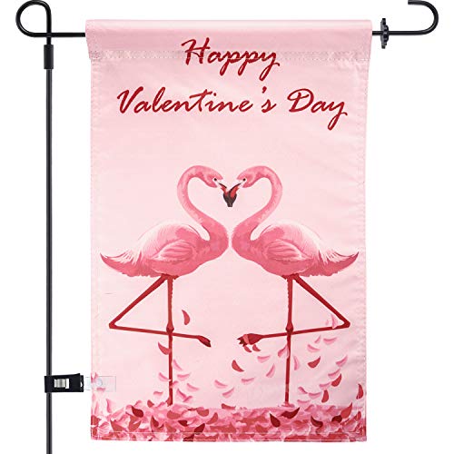 Product Cover Chuangdi Garden Flag 12 x 18 Inch Decorative Valentine Day Heart Garden Flag with 1 Rubber Stopper and 1 Clear Anti-Wind Clip (Color 4)