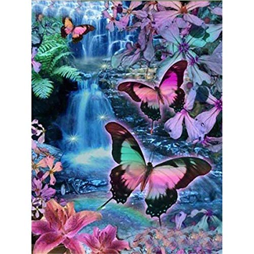 Product Cover 5D Diamond Painting Kits for Adults Butterfly Full Drill, DIY Cross Stitch Crystal Mosaic Picture Artwork for Home Wall Decor Gift 40x30cm