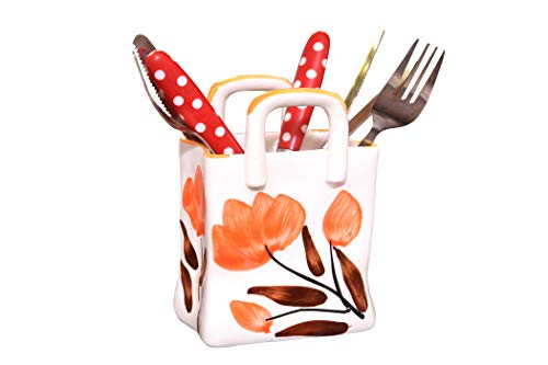 Product Cover MARINER'S CREATION Ceramic Cutlery Holder - Store Spoon Fork Space | Space Saver Cutlery Stand for Kitchen Tool Organizer with Fine Finishing with Abstract Design | Gifting Purpose and Home Décor