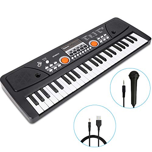 Product Cover RenFox 49 Key Piano Keyboard Portable Electronic Kids Piano Keyboard Beginner Digital Music Piano Keyboard & Microphone Teaching Toy Gift for Kids Boy Girl