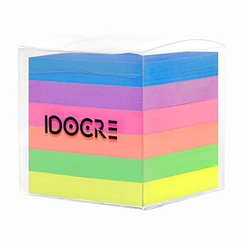 Product Cover Idocre Sticky Notes 3x3 inches - 12 Pads/Pack, Waterproof Post It Notes, Neon Multi Color Memo Notepads