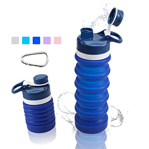 Product Cover YEEONE Collapsible Water Bottle Food-Grade Silicone FDA Approved, BPA Free, Leak Proof Portable Travel &Sports Water Bottle,19oz