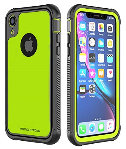 Product Cover iPhone XR Case, ImpactStrong Ultra Protective Case with Built-in Clear Screen Protector Full Body Cover for iPhone XR 2018 6.1 inch (Lime Green)