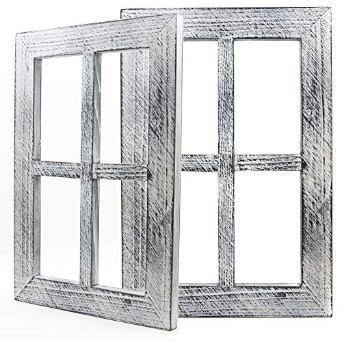 Product Cover Daisy's House Distressed Window Frame Wall Decor - Set of 2 Rustic Window Panes with Hanging Hardware for Bedroom Living Room Bathroom Barnwood Home Decor (15.75