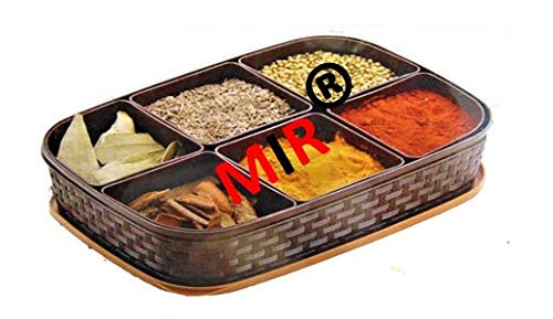Product Cover MIR Woven Gemini Masala Rangoli Box (Dabba) - 6 Sections, 1000ml, Assorted Colour (Multicolour). (Masala)