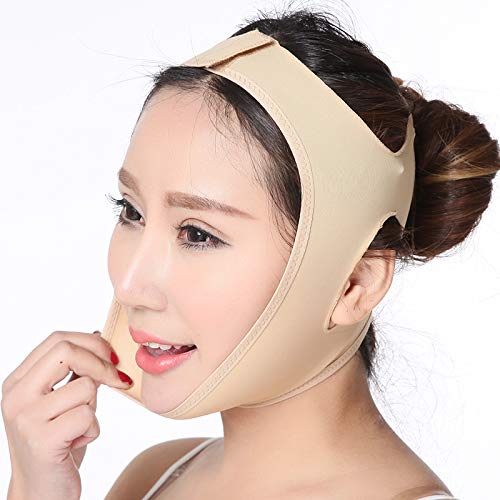 Product Cover Face Lifting Slimming Belt, Facial Cheek V Shape Lift Up Thin Mask Strap Face Line Smooth Breathable Compression Double Chin Reduce Bandage (M)