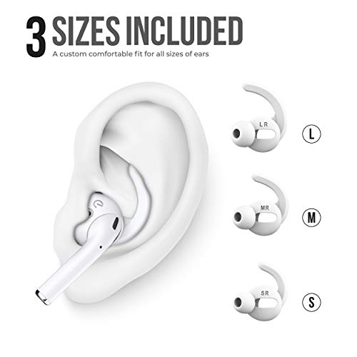 Product Cover EarBuddyz Ultra Ear Hooks and Covers Compatible with Apple AirPods 1 & AirPods 2 or EarPods Featuring Bass Enhancement Technology, White