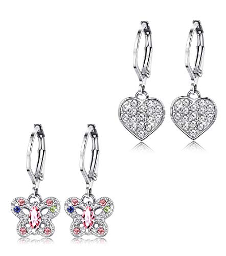 Product Cover ORAZIO Earrings for Girls Heart Butterfly Drop Dangle Earrings for Kids Baby Leverback