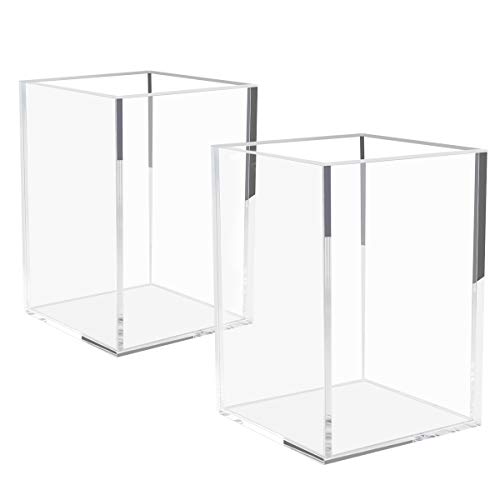 Product Cover NIUBEE Acrylic Pen Holder 2 Pack,Clear Desktop Pencil Cup Stationery Organizer for Office Desk Accessory