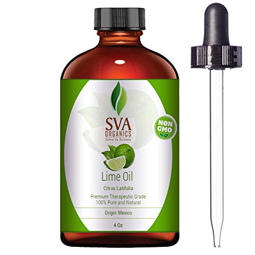 Product Cover SVA Organics Lime Oil (4 Oz)- 100% Pure Natural Premium Therapeutic Grade for Skin Care, Hair Care, Massage, Aromatherapy, Scalp Massage