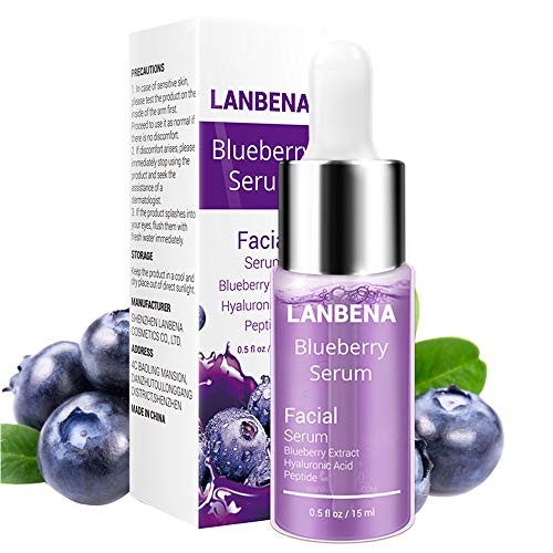 Product Cover Blueberry Face Skin Care Hyaluronic Acid Serum Essence Oil for Moisturizing Reduces Fine lines Whitening Anti-Aging Anti Wrinkle (Blue)