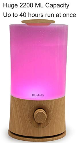 Product Cover BlueHills Premium 2000 ML XL Large Essential Oil Diffuser Aromatherapy Humidifier for Large Room Home 40 Hour Run Huge Coverage Area 2 Liter Extra Large Capacity Huge Diffuser Wood Grain (E002)