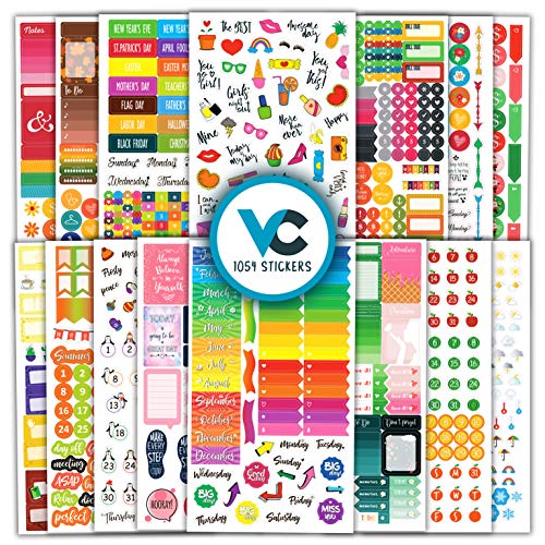 Product Cover Planner Stickers (1k+ pcs Value Pack) - New Functional & Decorative Designer Stickers for Bullet Journals, Planners & Calendars for Happy Planning - Planner Accessories by Vladi Creative