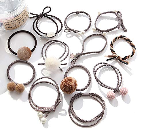 Product Cover AARainbow 12Pcs Korean Cute Elastic Coil Hair Clip Accessories Ties Rope Hairband Ponytail Holders for Women Girls Teens Toddlers (Coffee)