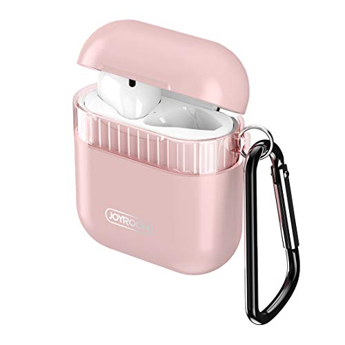 Product Cover JOYROOM AirPods Case Cover, Premium Protective Skin for Apple AirPods Charging Case (Also Fit Latest Mode AirPods 2), with Keychain, Cleaning Brush, Silicone AirPods Strap - Transparent Pink