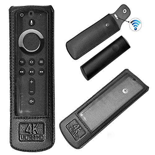 Product Cover Zaoma Protective Case for Amazon Fire TV Stick 4K Ultra HD with All Alexa Voice Remote PU Leather Cover Holder, Black