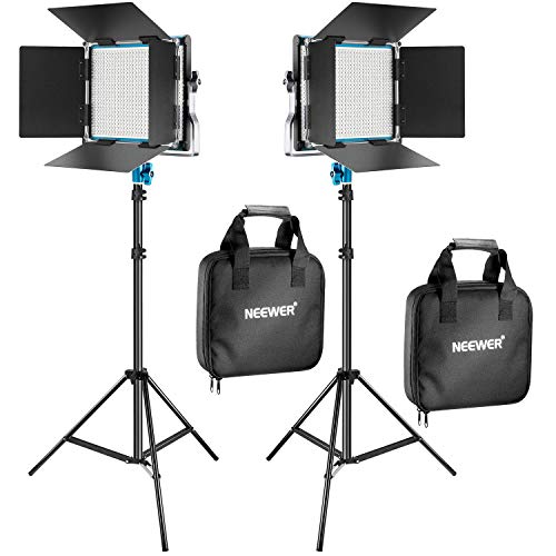 Product Cover Neewer 2 Packs 660 LED Video Light and Stand Photography Lighting Kit: Dimmable LED Panel (3200-5600K, CRI 96+, Blue) with Heavy Duty Light Stand for Studio Portrait Product Video Shooting