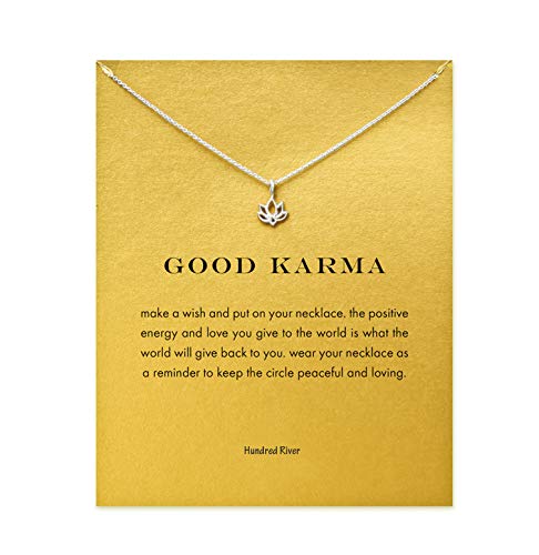 Product Cover Hundred River Lotus Flower Necklace with Message Card Gift Card (sliver lotus flower)