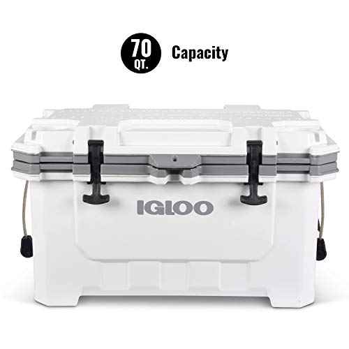 Product Cover Igloo IMX 70 Quart Cooler with Cool Riser Technology, Fish Ruler, and Tie-Down Points - Heavy-Duty Marine Ice Chest (White)