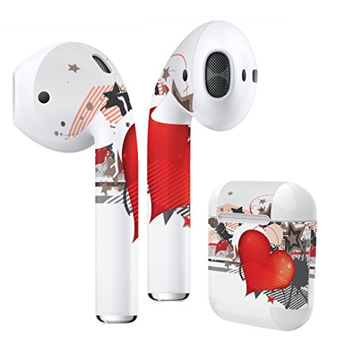 Product Cover Airpods Skin + Case Skin Sticker Skin Decal for airpod Compatible with AirPods 1st(2016) and 2nd(2019) Stylish Covers for Protection & Customization 002959 Heart　Star　Red