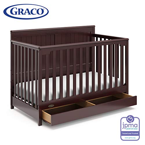 Product Cover Graco Hadley 4-in-1 Convertible Crib with Drawer, Espresso, Easily Converts to Toddler Bed Day Bed or Full Bed, Three Position Adjustable Height Mattress,Some Assembly Required (Mattress Not Included)