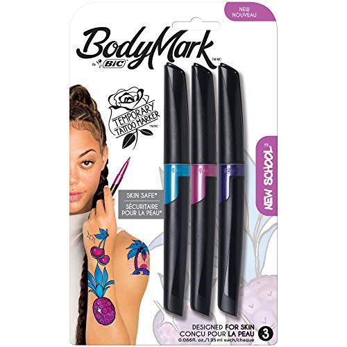 Product Cover BIC BodyMark Temporary Tattoo Marker, New School, Assorted Colors, 3-Count