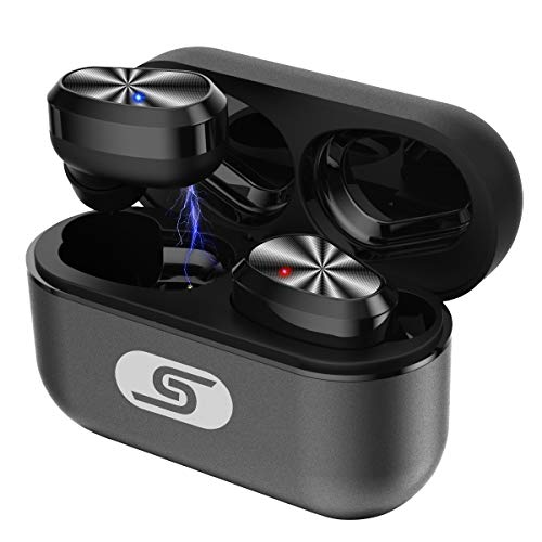 Product Cover TWS Bluetooth 5.0 wireless earbuds headset SZSAGO W5s true wireless earphones for iPHONE/SAMSUNG IPX7 waterproof smart bluetooth headphones Headsets with patented intelligent Metal Charging case(Grey)