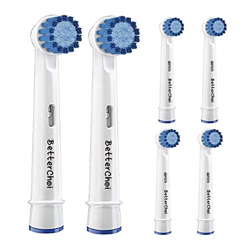 Product Cover Compatible Oral b Sensitive Gum Care Replacement Brush Heads - for Oral b Electric Toothbrush,6 Pack. Ideal for Sensitive Gums and Teeth. Soft Bristle for a Superior and Gentle Clean