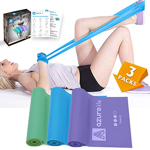 Product Cover A AZURELIFE Resistance Bands, Different Strengths of 5 ft. Long Resistance Exercise Bands, Professional Non-Latex Elastic Stretch Bands for Physical Therapy, Yoga, Pilates, Rehab, Home Workout