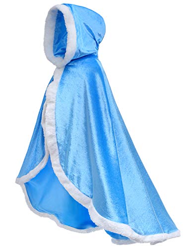 Product Cover Party Chili Fur Princess Hooded Cape Cloaks Costume for Girls Dress Up Blue 3-4 Years(110cm)