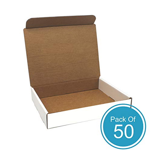 Product Cover White Cardboard Shipping Box - Pack of 50, 11 x 8.75 x 2 Inches, White, Corrugated Box
