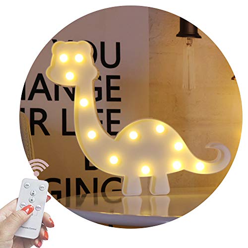 Product Cover Obrecis Light Up Dinosaur Marquee Sign, Night Lights with Remote Control Timer Dimmable Dinosaur Decor for Children Kids Gift Bedroom Baby Nursery Lamp (RC White Dinosaur)
