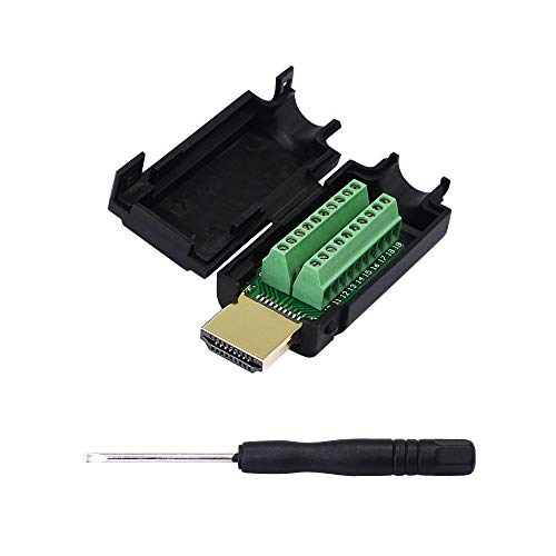 Product Cover SinLoon HDMI Solderless Adapter Gold Plated HDMI Extension Cable Connector Signals Terminal Breakout Board Free Welding Connector with Plastic Cover Screwdriver