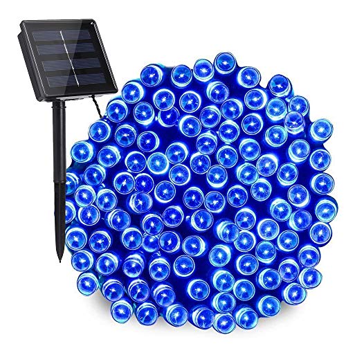 Product Cover Solar Christmas Lights Blue Lights, 72ft 200 LED 8 Modes Solar String Lights, Waterproof Solar Fairy Lights for Xmas Tree, Garden, Patio, Home, Holiday, Party, Outdoor Christmas Decorations (Blue)