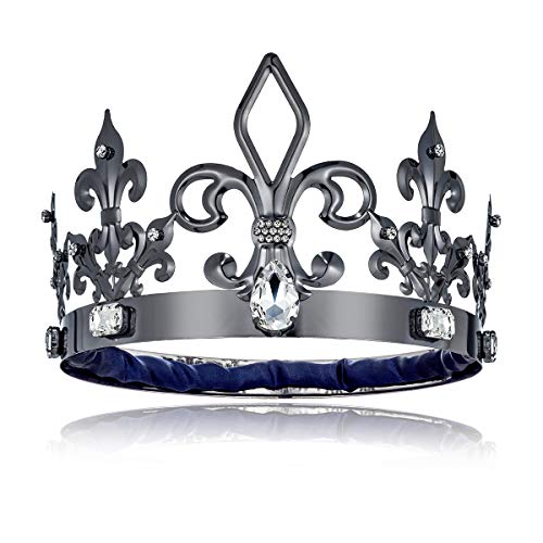 Product Cover DcZeRong Black King Crowns Adult Men Birthday King Crowns Homecoming Costume Prom King Metal Crowns