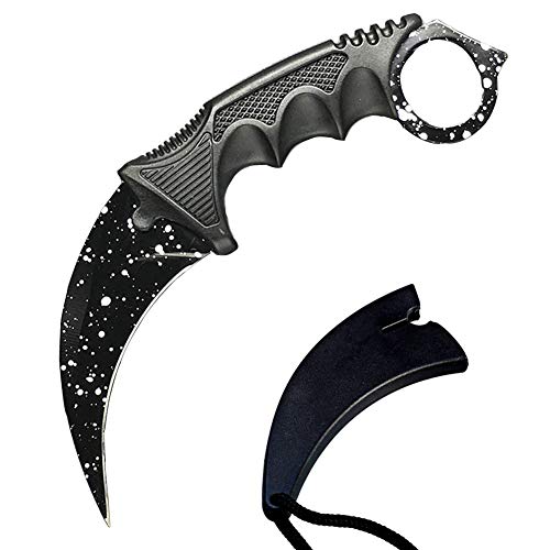 Product Cover WeTop Karambit Knife, CS-GO for Hunting Camping Fishing Self Defenses and Field Survival, Stainless Steel Fixed Blade Tactical Knife with Sheath and Cord(Star Black)