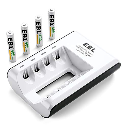 Product Cover EBL AA AAA AAAA Ni-MH Ni-CD Individual Smart Battery Charger with 4 Pack AAAA Rechargeable Batteries 400mAh Surface Pen Battery