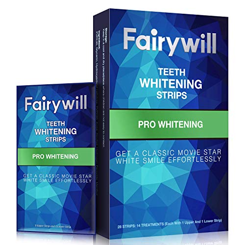 Product Cover Fairywill Teeth Whitening Strips Non-Slip Professional Effect Whitening Strips, 14 Treatments 28 Strips Remove Coffee Tea and Tobacco Stains in 30mins, Sensitive Teeth White Strips