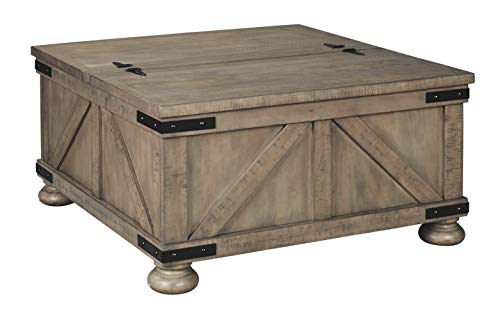 Product Cover Signature Design by Ashley - Aldwin Farmhouse Storage Coffee Table, Brown Pine Wood
