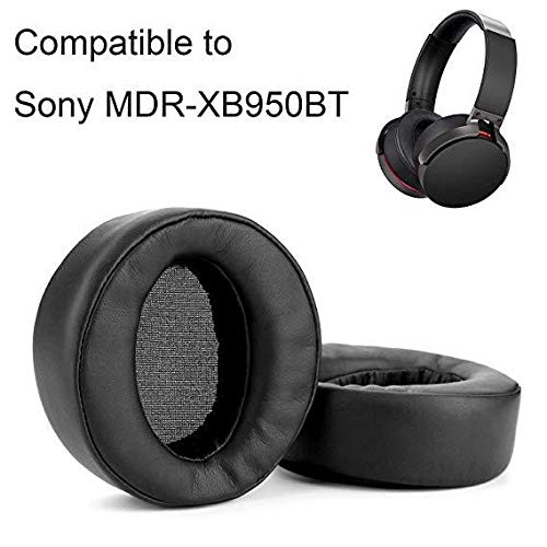 Product Cover WADEO Replacement Ear Pads Earpads Cup Cover Memory Foam Cushion for Sony MDR-XB950BT XB950B1 XB950N1 Bluetooth Wireless Headphones, 2 Pieces Black
