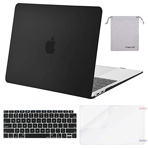Product Cover MOSISO MacBook Air 13 inch Case 2019 2018 Release A1932 with Retina Display, Plastic Hard Shell & Keyboard Cover & Screen Protector & Storage Bag Compatible with MacBook Air 13, Black